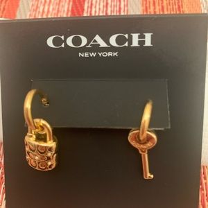 NWT Coach Quilted Padlock Key Mismatched Earrings  Retail $95